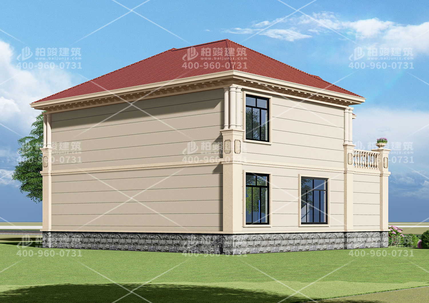 河南黄总定制二层欧式带凉亭别墅设计